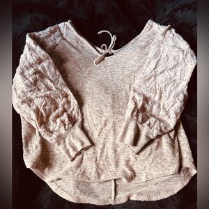 maurices. pink lace sleeve sweater blouse. XL.